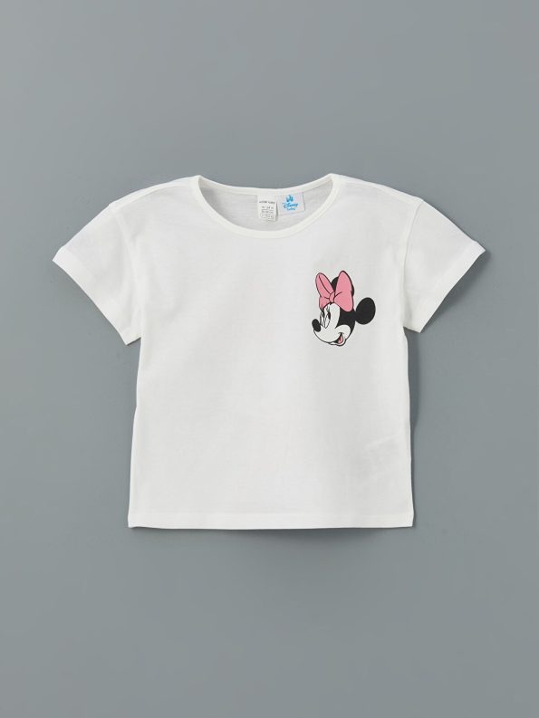 LCW Baby White Minnie Mouse Printed Girls' Pajama Set