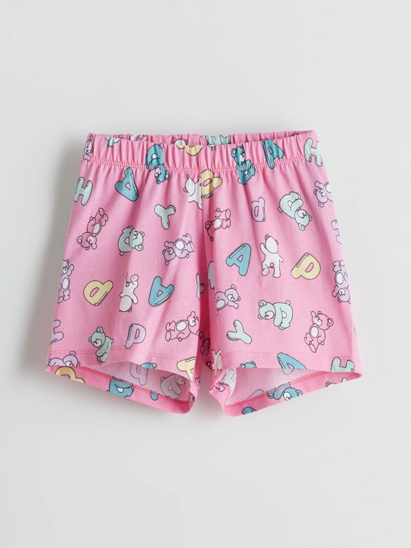 LCW Kids Yellow Printed Girls' Pajama Set with Shorts