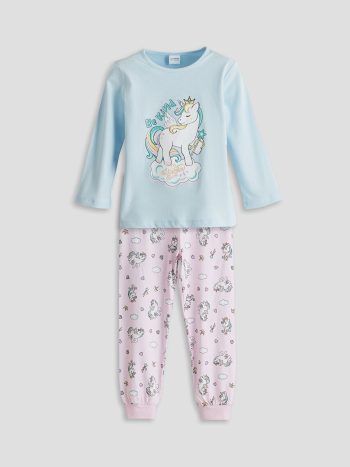 LCW Kids Blue Printed Girls Pajama Set