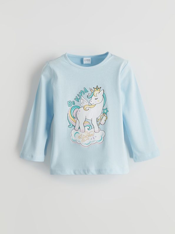 LCW Kids Blue Printed Girls Pajama Set