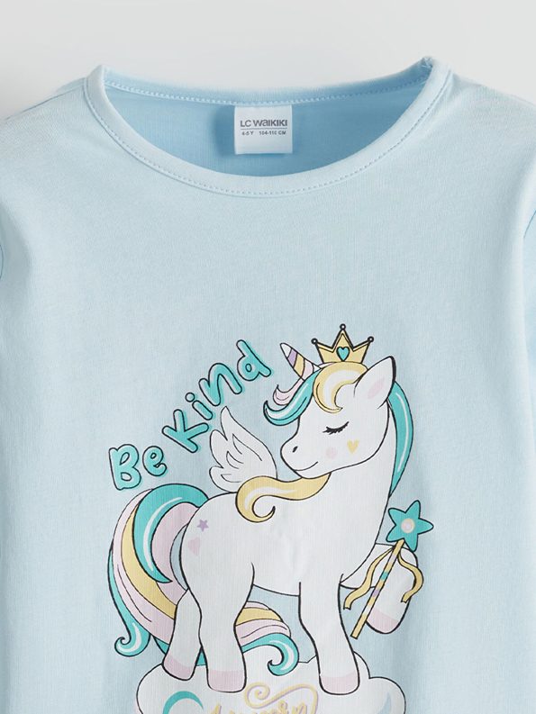 LCW Kids Blue Printed Girls Pajama Set