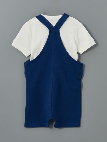 LCW Baby Navy Blue Boys' Overall and T-Shirt Set