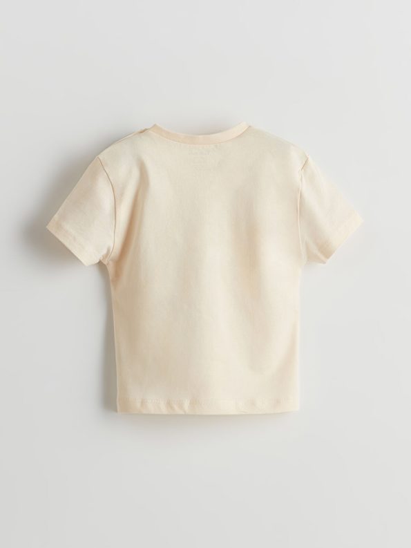 LCW Baby Beige Dinosaur Print Baby Boy T-Shirt and Pants Set