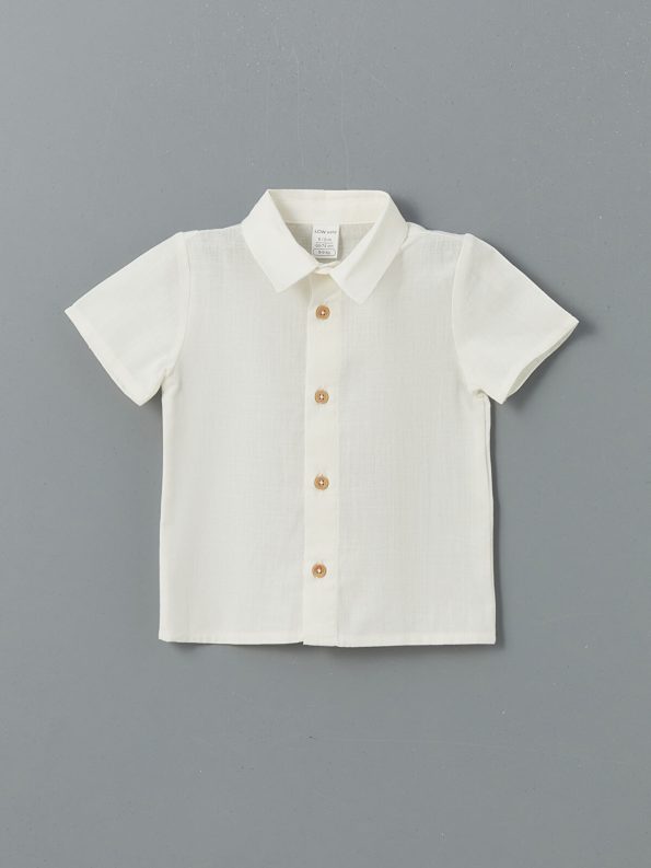 LCW Baby Ivory Basic Boys' Shirt and Shorts Set