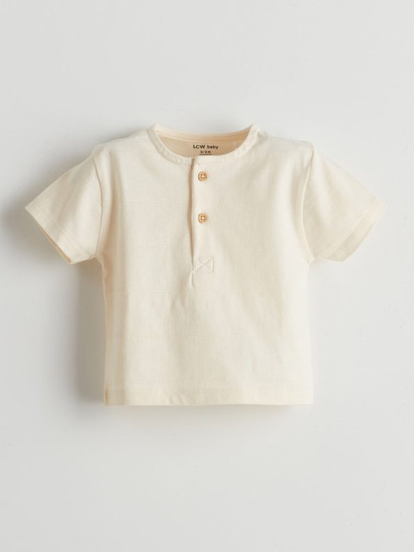 LCW Baby Ecru Basic Boys' T-Shirt and Shorts Set