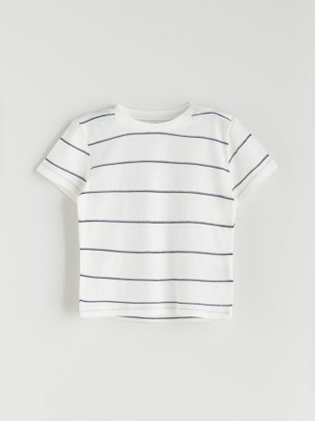 LCW Baby Cream Striped Boys T-Shirt and Shorts Set