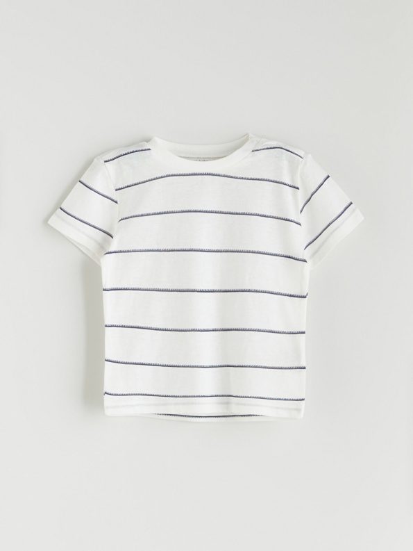 LCW Baby Cream Striped Boys T-Shirt and Shorts Set