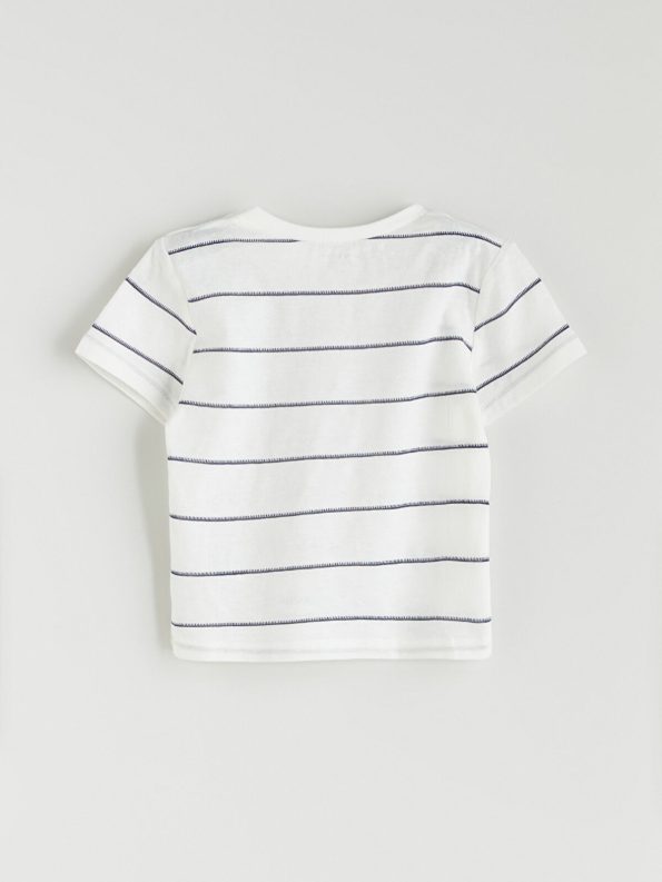 LCW Baby Cream Striped Boys T-Shirt and Shorts Set