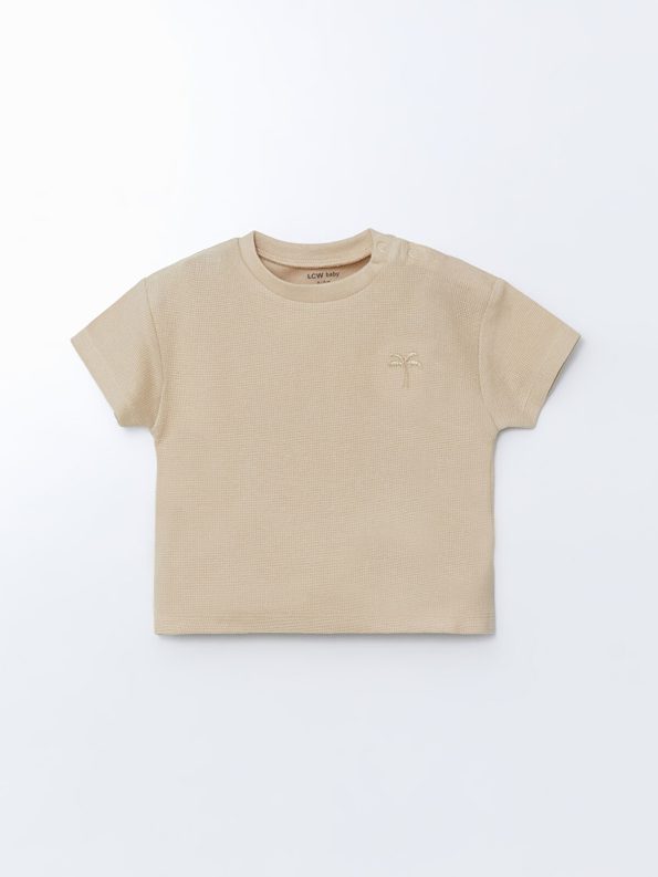 LCW Baby Beige Basic Waffle Boys T-Shirt and Shorts Set