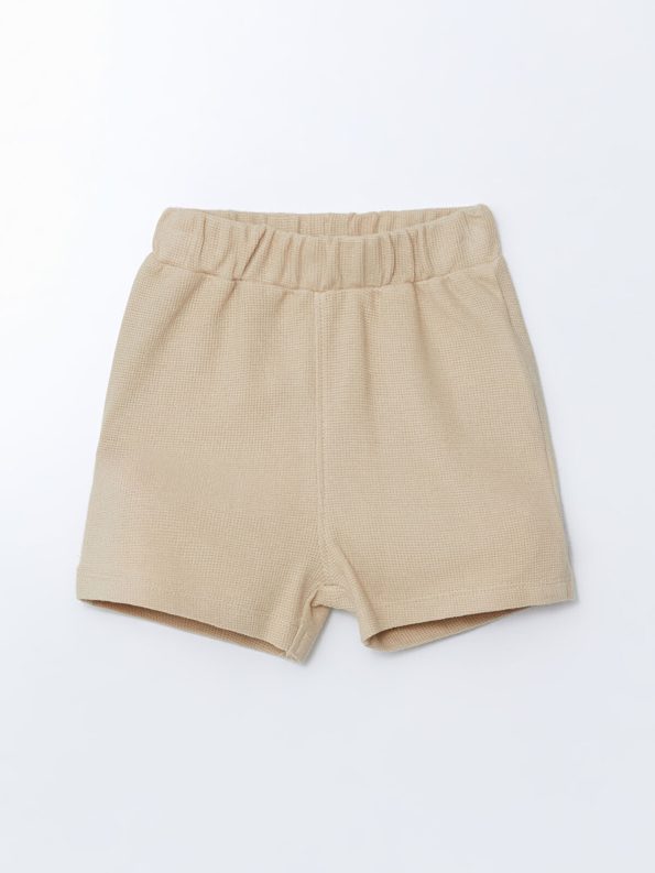 LCW Baby Beige Basic Waffle Boys T-Shirt and Shorts Set