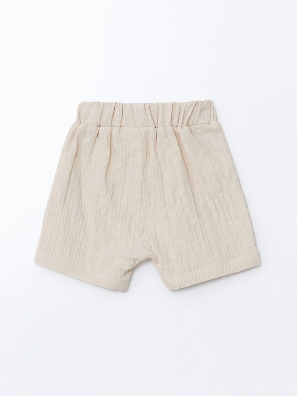 LCW Baby Beige Elastic Waist Cotton Shorts for Boys