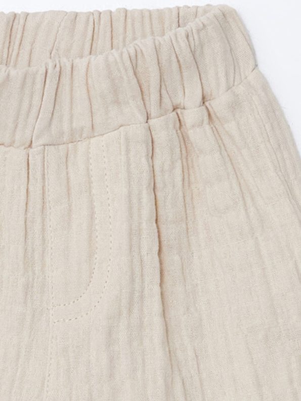 LCW Baby Beige Elastic Waist Cotton Shorts for Boys
