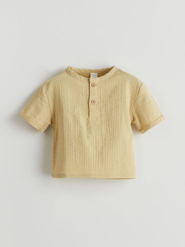 LCW Baby Olive Muslin Boys' T-Shirt and Shorts Set
