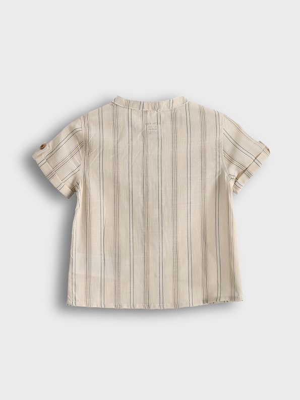 LCW Baby Cream Striped Boys Shirt and Shorts Set