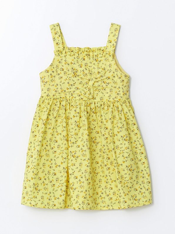 LCW ECO Yellow Square Neck Polka Dot Dress for Girls