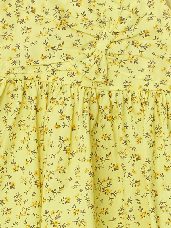 LCW ECO Yellow Square Neck Polka Dot Dress for Girls