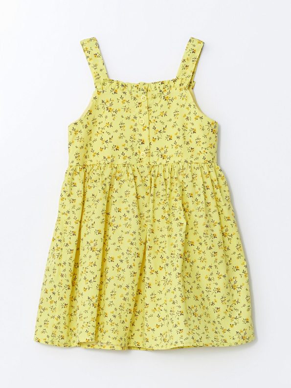 LCW ECO Yellow Square Neck Polka Dot Dress for Girls