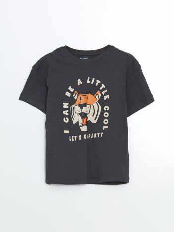 LCW Kids Charcoal Printed T-Shirt and Shorts Set