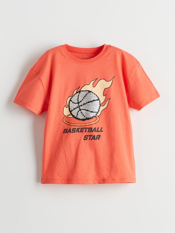 LCW Kids Coral Printed Boys T-Shirt and Shorts Set