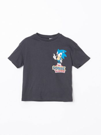 LCW Kids Charcoal Sonic Printed Boys T-Shirt and Shorts Set