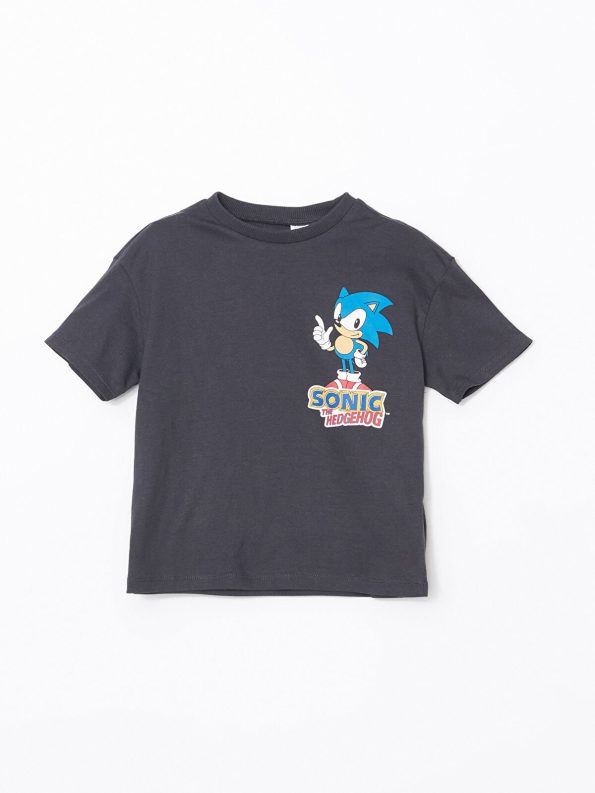 LCW Kids Charcoal Sonic Printed Boys T-Shirt and Shorts Set