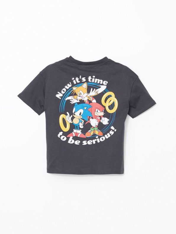 LCW Kids Charcoal Sonic Printed Boys T-Shirt and Shorts Set