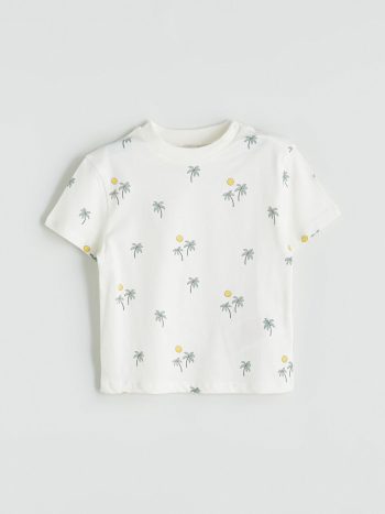 LCW Baby Green Printed Boys' T-Shirt and Dungaree Set