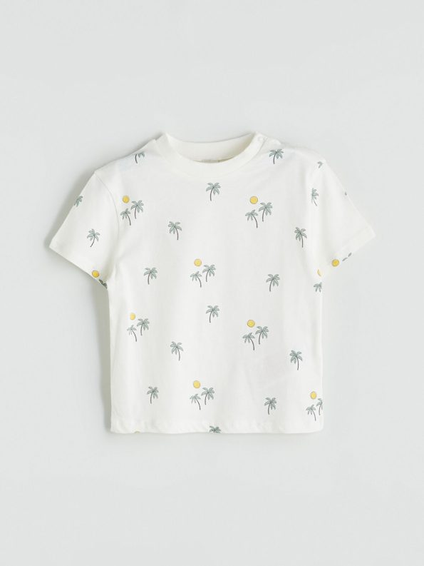 LCW Baby Green Printed Boys' T-Shirt and Dungaree Set