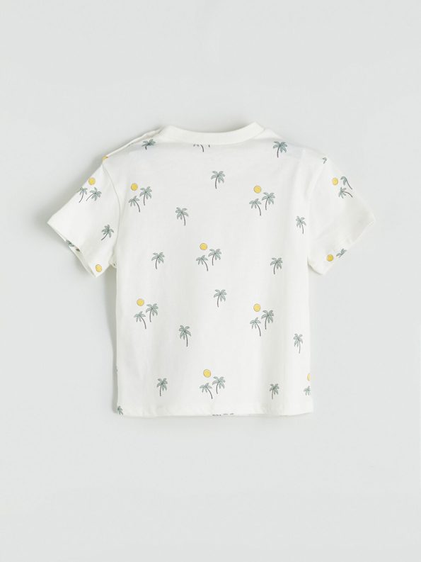 LCW Baby Green Printed Boys' T-Shirt and Dungaree Set