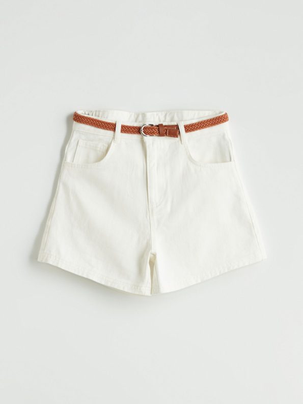 LCW Kids Cream Basic Girls Denim Shorts