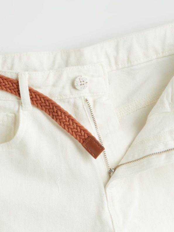 LCW Kids Cream Basic Girls Denim Shorts