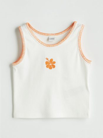 LCW Kids Cream Floral Sleeveless Top and Shorts Set