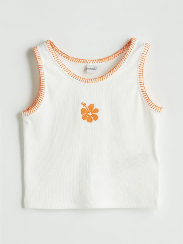 LCW Kids Cream Floral Sleeveless Top and Shorts Set