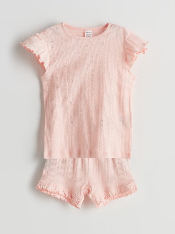 LCW Baby Pink Bicycle Neck Girl Baby Pajama Set