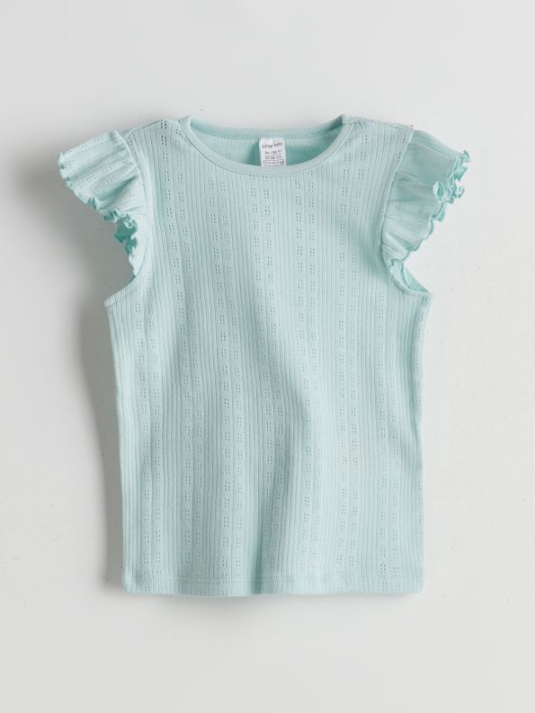 LCW Baby Turquoise Ruffle Short Pajama Set for Girls