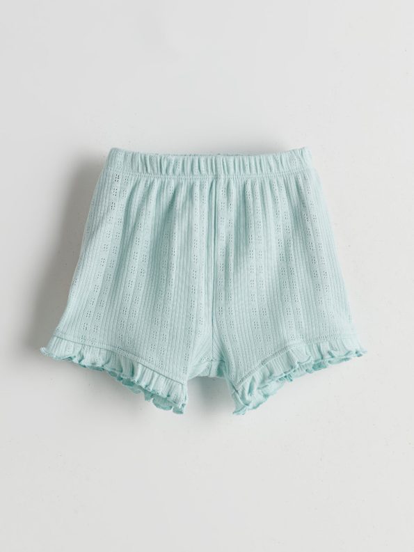 LCW Baby Turquoise Ruffle Short Pajama Set for Girls