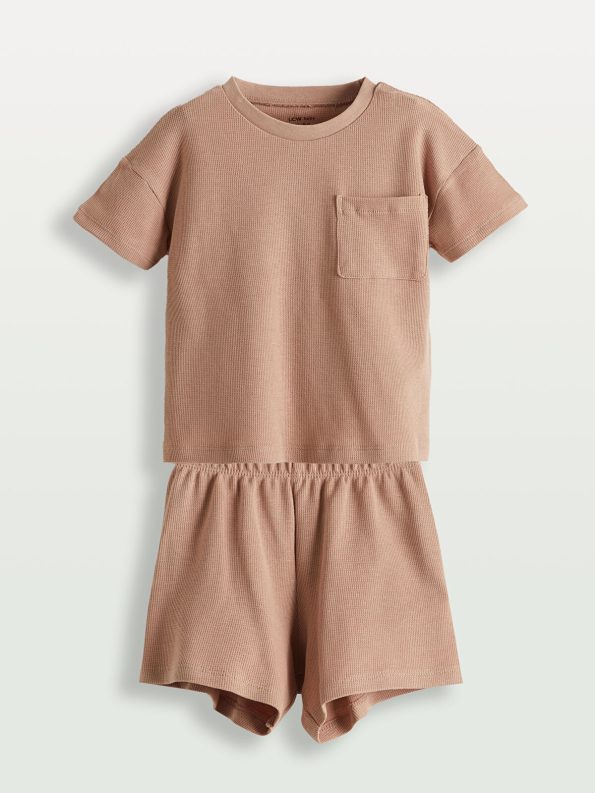 LCW Baby Brown Cotton Short Pajama Set for Boys
