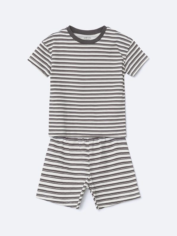 LCW Baby Dark Gray Striped Boys Pajama Set