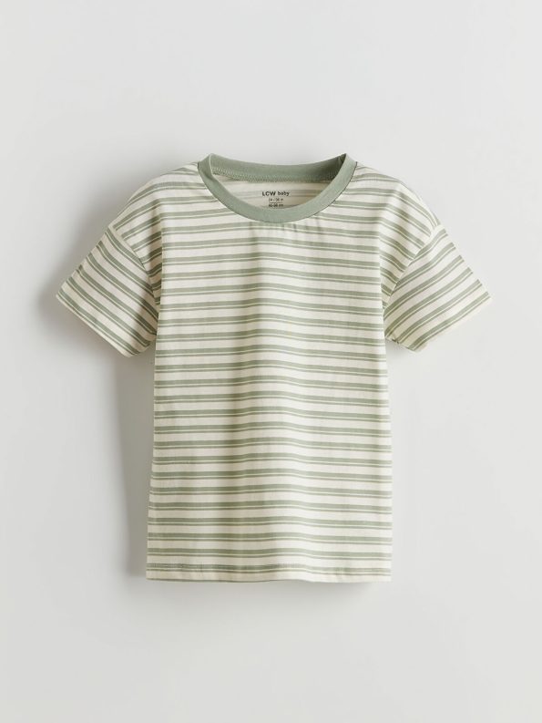 LCW Baby Green Striped Boy's Pajama Set with Shorts
