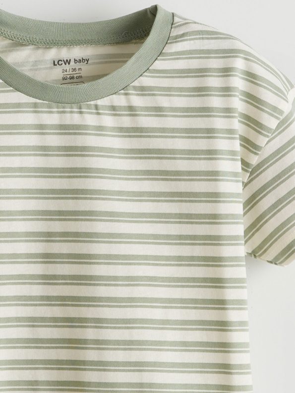 LCW Baby Green Striped Boy's Pajama Set with Shorts