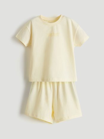 LCW Baby Yellow Basic Baby Boys T-Shirt and Shorts Set