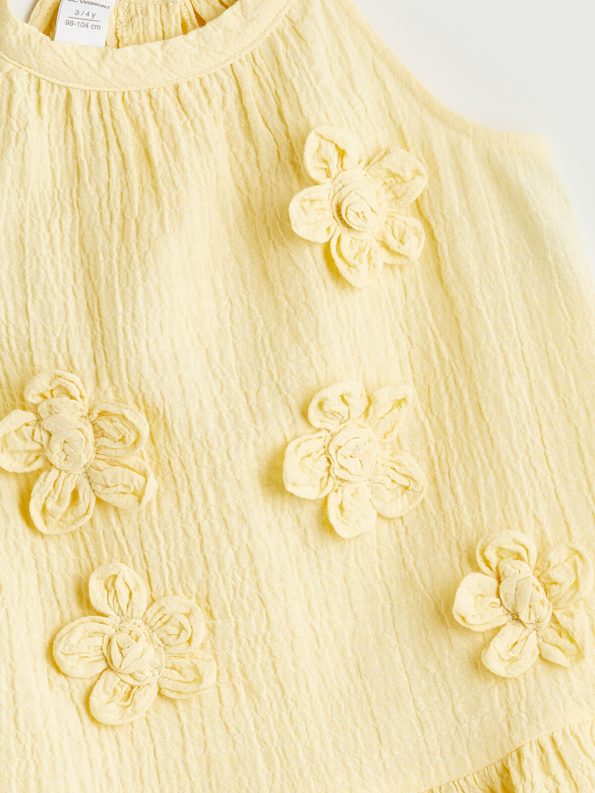 LCW Kids Yellow Halter Neck Girl's Crinkle Dress