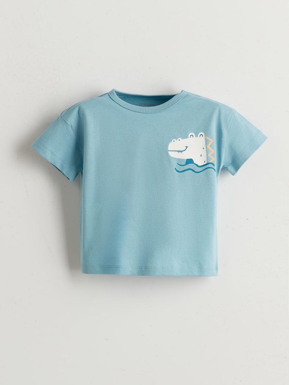 LCW Baby Blue Dinosaur Print Baby Pajama Set