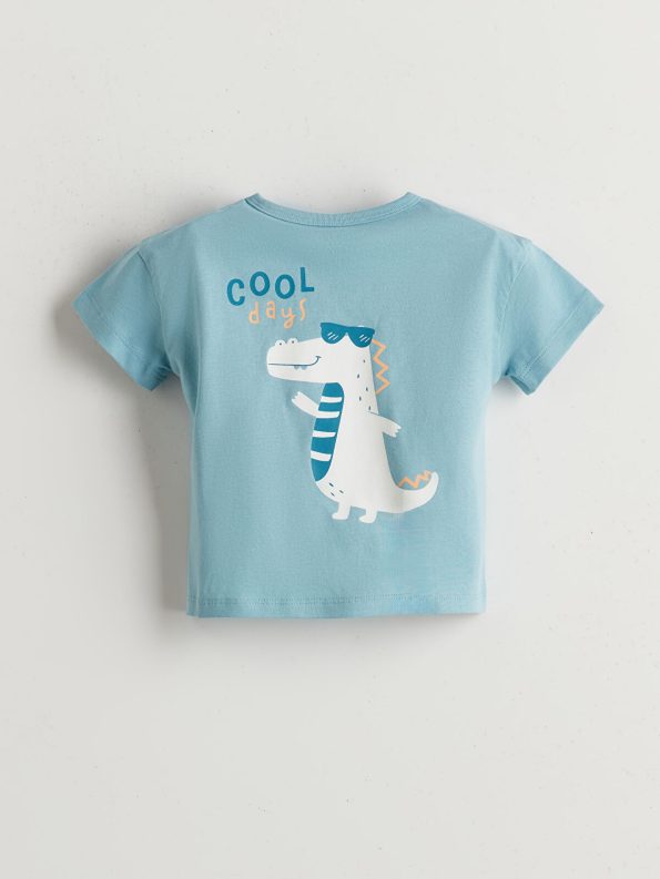 LCW Baby Blue Dinosaur Print Baby Pajama Set