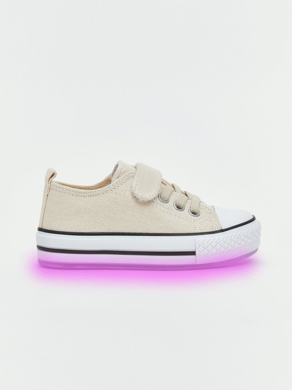LCW STEPS Beige Lace-Up and Velcro Baby Boy Sneakers
