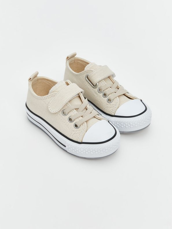 LCW STEPS Beige Lace-Up and Velcro Baby Boy Sneakers
