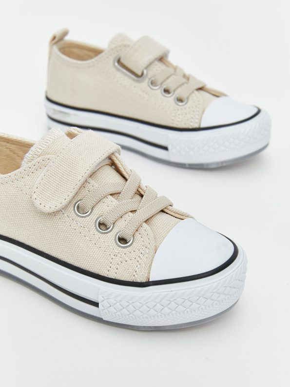 LCW STEPS Beige Lace-Up and Velcro Baby Boy Sneakers