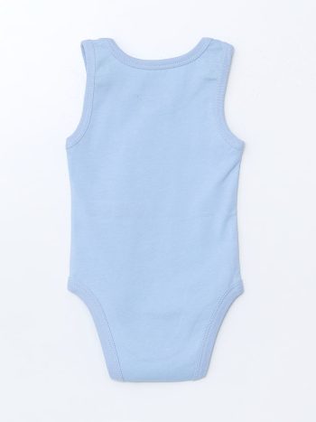 LCW ECO Blue Printed Crew Neck Bodysuit for Baby Boys