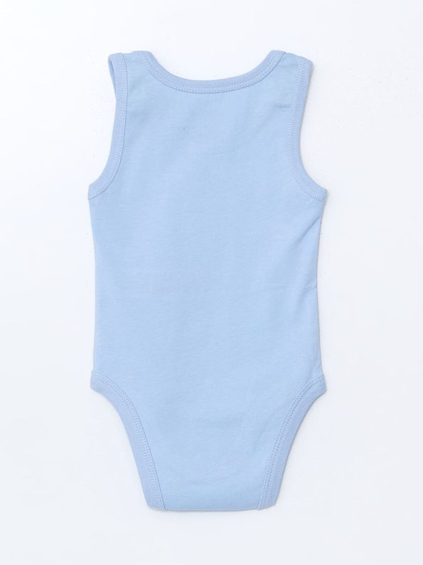 LCW ECO Blue Printed Crew Neck Bodysuit for Baby Boys