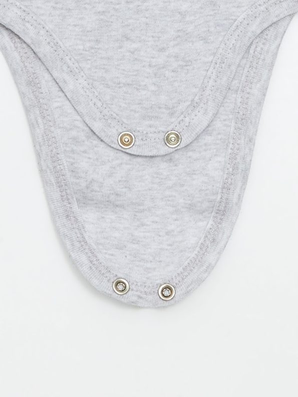 LCW ECO Gray Printed Short Sleeve Bodysuit for Baby Boys
